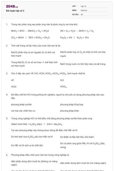 Bài luyện tập số 2