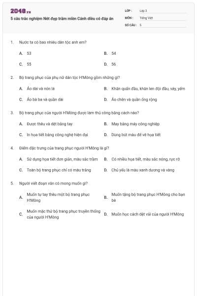 5 câu trắc nghiệm Nét đẹp trăm miền Cánh diều có đáp án