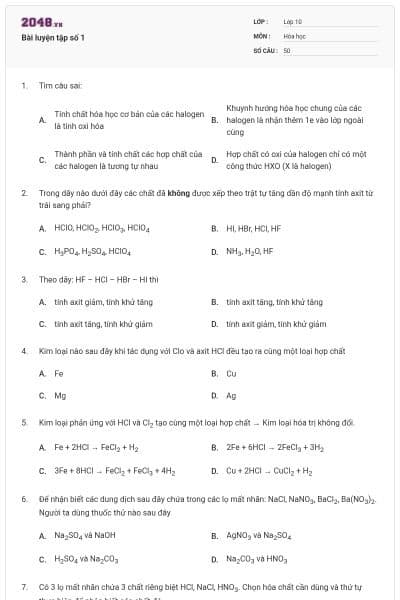 Bài luyện tập số 1