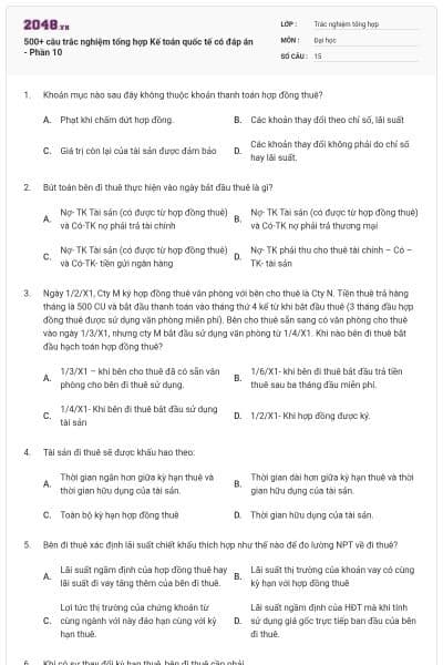 500+ câu trắc nghiệm tổng hợp Kế toán quốc tế có đáp án - Phần 10