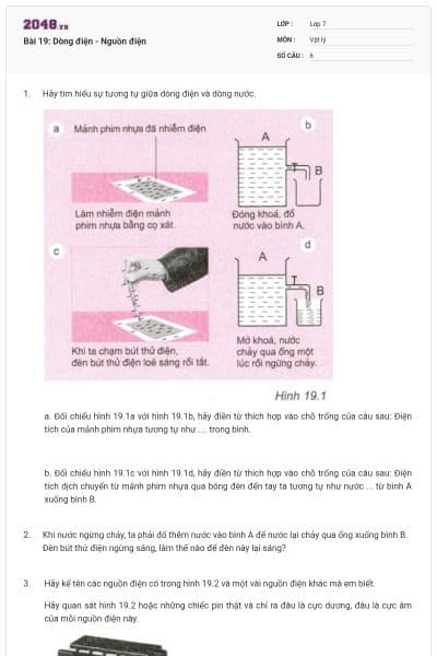 Bài 19: Dòng điện - Nguồn điện