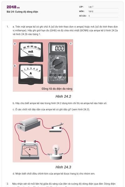Bài 24: Cường độ dòng điện