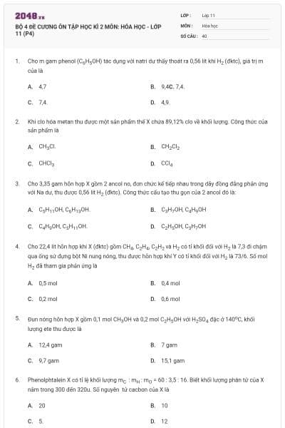 BỘ 4  ĐỀ CƯƠNG ÔN TẬP HỌC KÌ 2 MÔN: HÓA HỌC - LỚP 11 (P4)