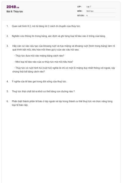 Bài 8: Thủy tức