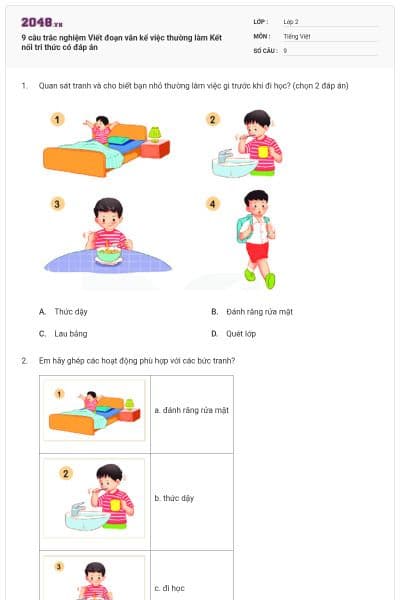 9 câu trắc nghiệm Viết đoạn văn kể việc thường làm Kết nối tri thức có đáp án