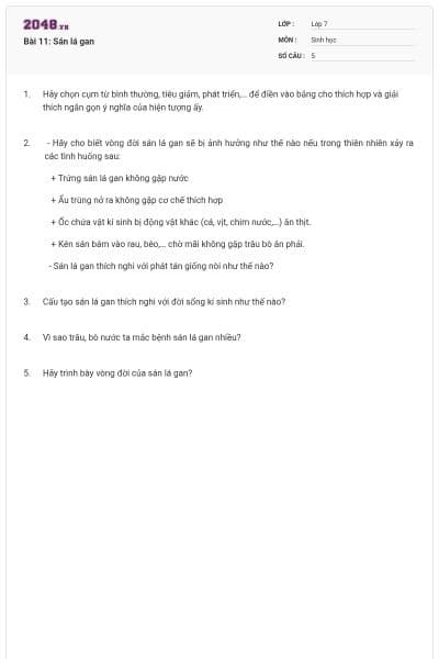 Bài 11: Sán lá gan