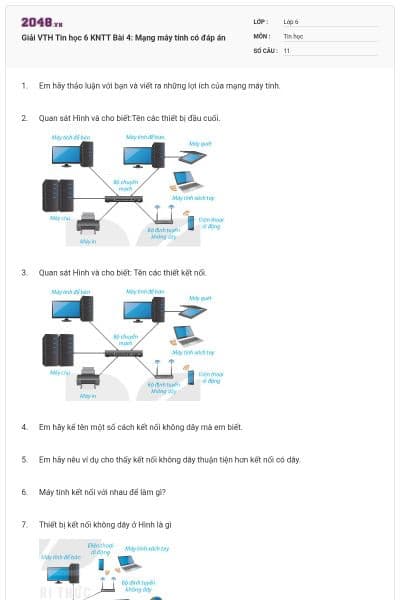 Giải VTH Tin học 6 KNTT Bài 4: Mạng máy tính có đáp án