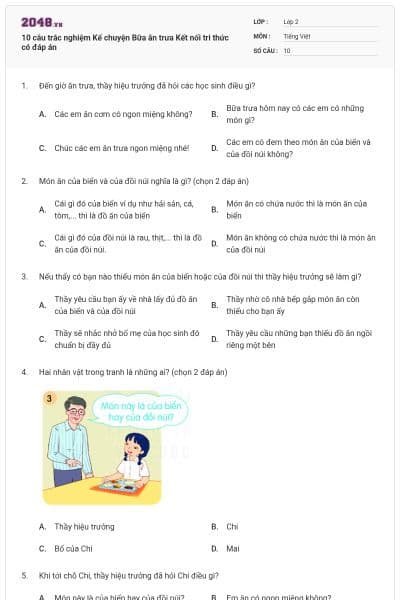 10 câu trắc nghiệm Kể chuyện Bữa ăn trưa Kết nối tri thức có đáp án