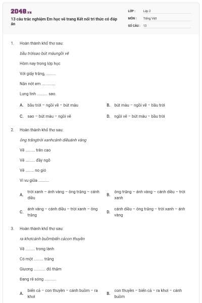 13 câu trắc nghiệm Em học vẽ trang Kết nối tri thức có đáp án