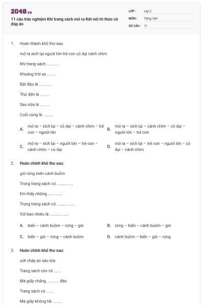 11 câu trắc nghiệm Khi trang sách mở ra Kết nối tri thức có đáp án