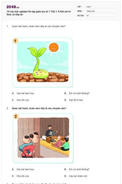 10 câu trắc nghiệm Ôn tập giữa học kì 1 Tiết 7, 8 Kết nối tri thức có đáp án