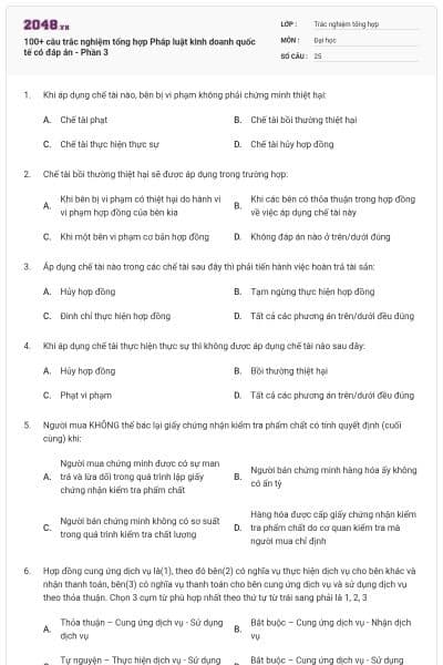 100+ câu trắc nghiệm tổng hợp Pháp luật kinh doanh quốc tế có đáp án - Phần 3