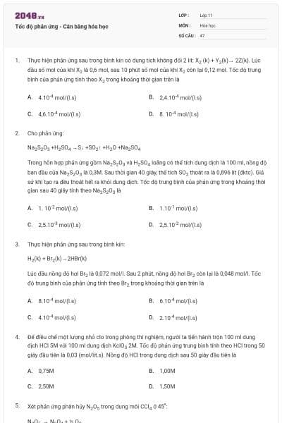 Tốc độ phản ứng - Cân bằng hóa học