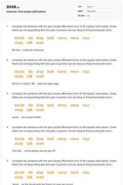 Grammar: Past simple (affirmative)