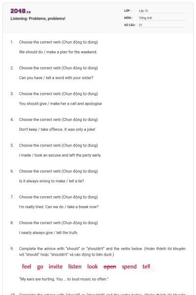 Listening: Problems, problems!