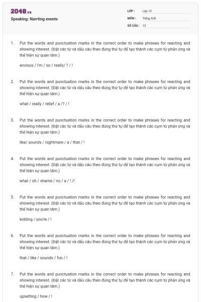 Speaking: Narrting events