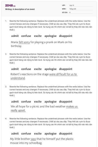 Writing: A description of an event