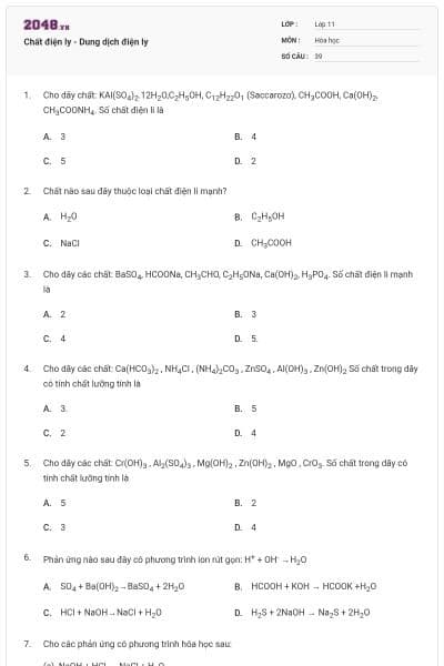 Chất điện ly - Dung dịch điện ly