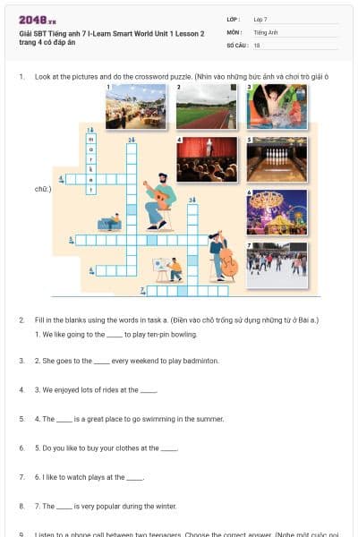 Giải SBT Tiếng anh 7 I-Learn Smart World Unit 1 Lesson 2 trang 4 có đáp án