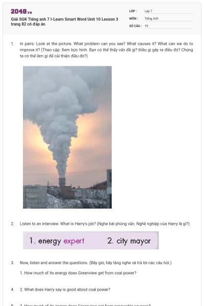 Giải SGK Tiếng anh 7 I-Learn Smart Word Unit 10 Lesson 3 trang 82 có đáp án