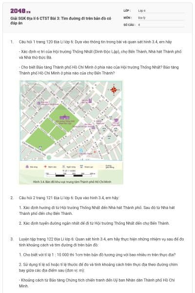 Giải SGK Địa lí 6 CTST Bài 3: Tìm đường đi trên bản đồ có đáp án