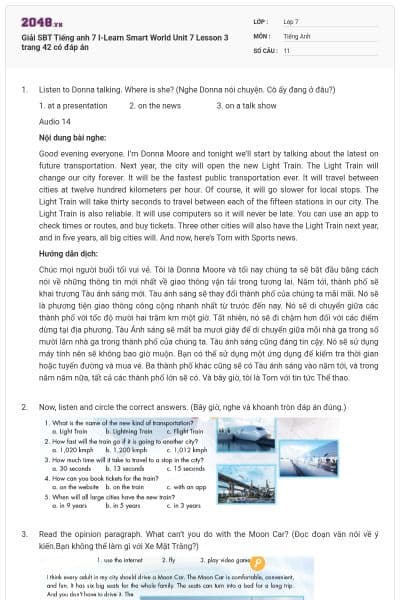 Giải SBT Tiếng anh 7 I-Learn Smart World Unit 7 Lesson 3 trang 42 có đáp án