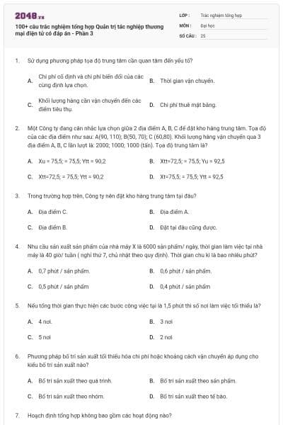100+ câu trắc nghiệm tổng hợp Quản trị tác nghiệp thương mại điện tử có đáp án - Phần 3