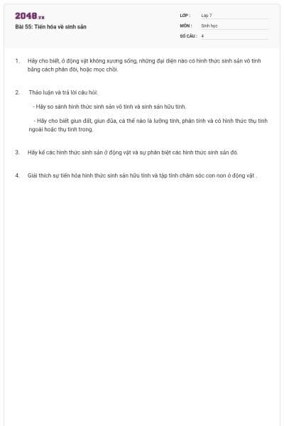 Bài 55: Tiến hóa về sinh sản