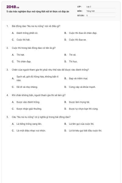 5 câu trắc nghiệm Đọc mở rộng Kết nối tri thức có đáp án