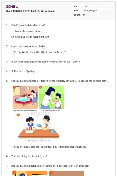 Giải SGK GDCD 6 CTST Bài 5: Tự lập có đáp án