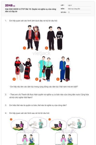 Giải SGK GDCD 6 CTST Bài 10: Quyền và nghĩa vụ của công dân có đáp án