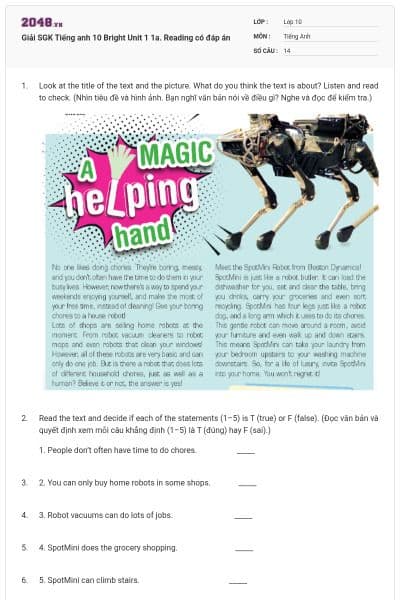 Giải SGK Tiếng anh 10 Bright Unit 1 1a. Reading có đáp án