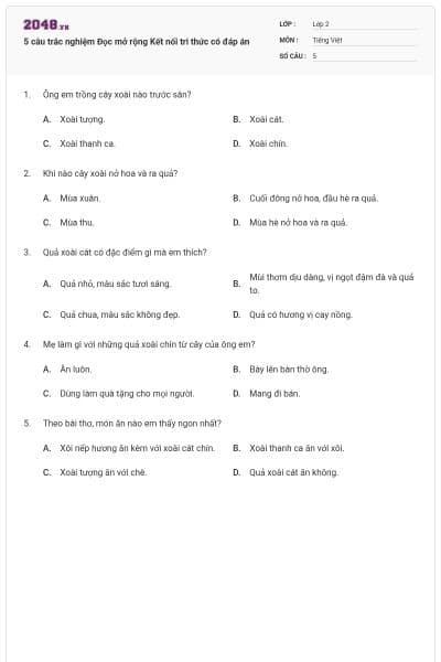 5 câu trắc nghiệm Đọc mở rộng Kết nối tri thức có đáp án