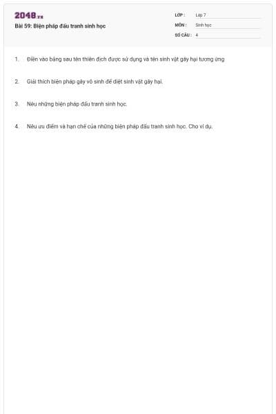 Bài 59: Biện pháp đấu tranh sinh học