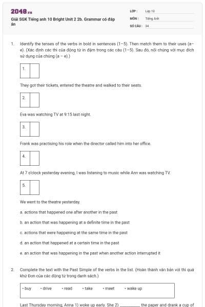 Giải SGK Tiếng anh 10 Bright Unit 2 2b. Grammar có đáp án