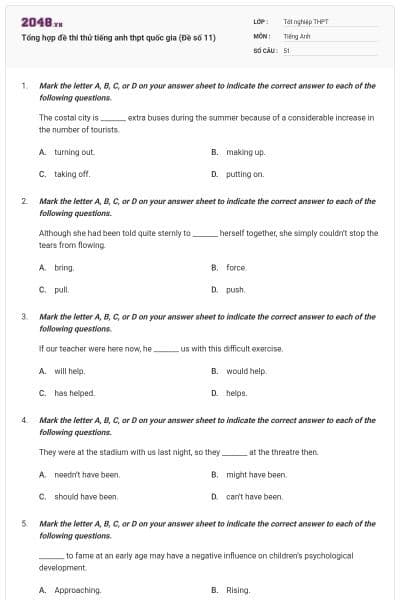 Tổng hợp đề thi thử tiếng anh thpt quốc gia (Đề số 11)
