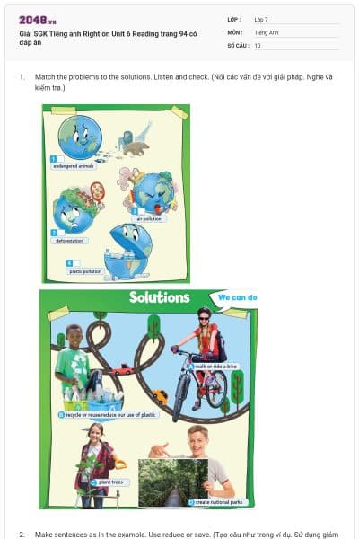 Giải SGK Tiếng anh Right on Unit 6 Reading trang 94 có đáp án