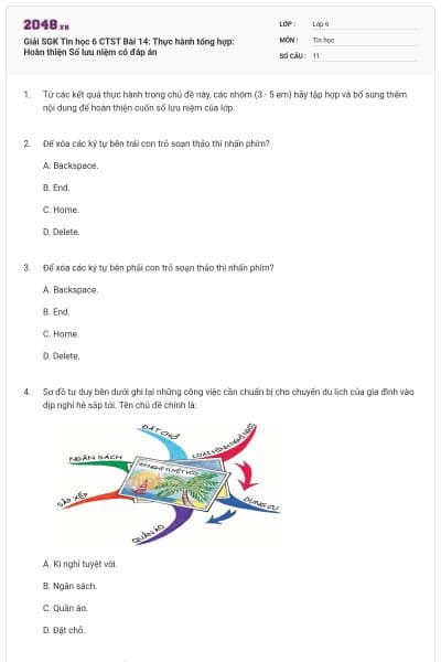 Giải SGK Tin học 6 CTST Bài 14: Thực hành tổng hợp: Hoàn thiện Sổ lưu niệm có đáp án