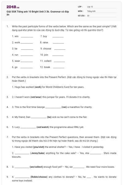 Giải SGK Tiếng anh 10 Bright Unit 3 3b. Grammar có đáp án