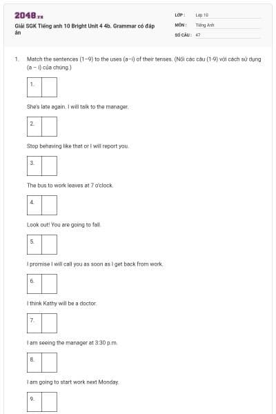 Giải SGK Tiếng anh 10 Bright Unit 4 4b. Grammar có đáp án