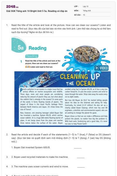 Giải SGK Tiếng anh 10 Bright Unit 5 5a. Reading có đáp án