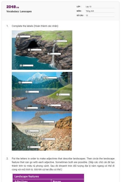 Vocabulary: Lanscapes