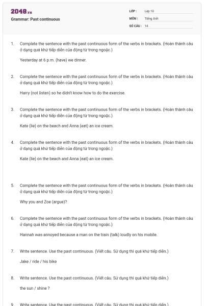 Grammar: Past continuous