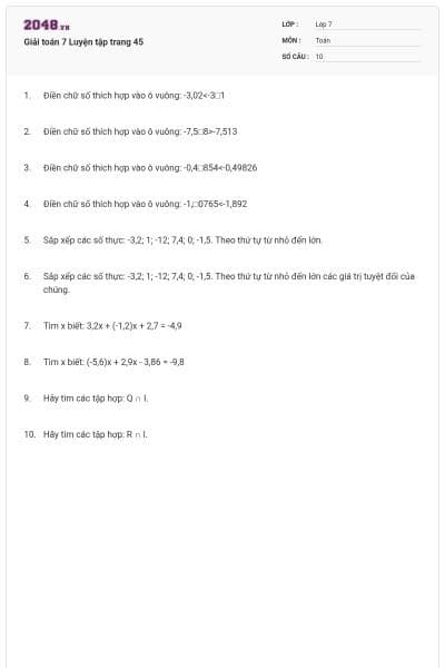 Giải toán 7 Luyện tập trang 45