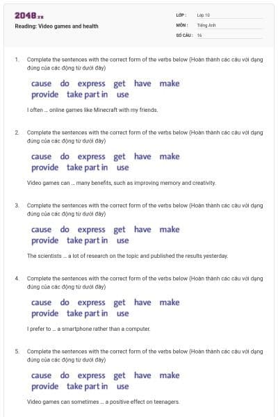 Reading: Video games and health