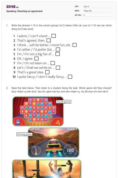 Speaking: Reaching an agreement