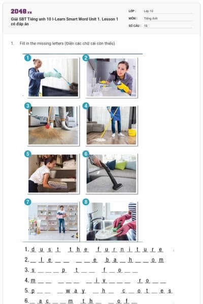 Giải SBT Tiếng anh 10 I-Learn Smart Word Unit 1. Lesson 1 có đáp án