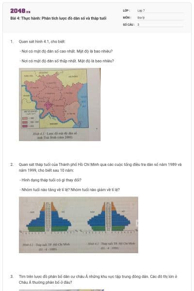 Bài 4: Thực hành: Phân tích lược đồ dân số và tháp tuổi
