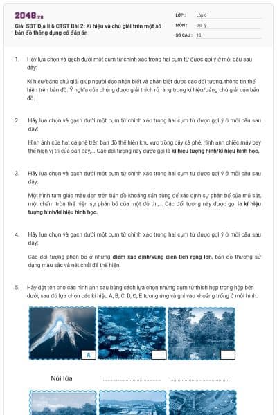 Giải SBT Địa lí 6 CTST Bài 2: Kí hiệu và chú giải trên một số bản đồ thông dụng có đáp án