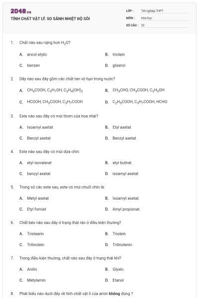 TÍNH CHẤT VẬT LÝ. SO SÁNH NHIỆT ĐỘ SÔI